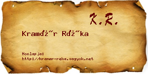 Kramár Réka névjegykártya